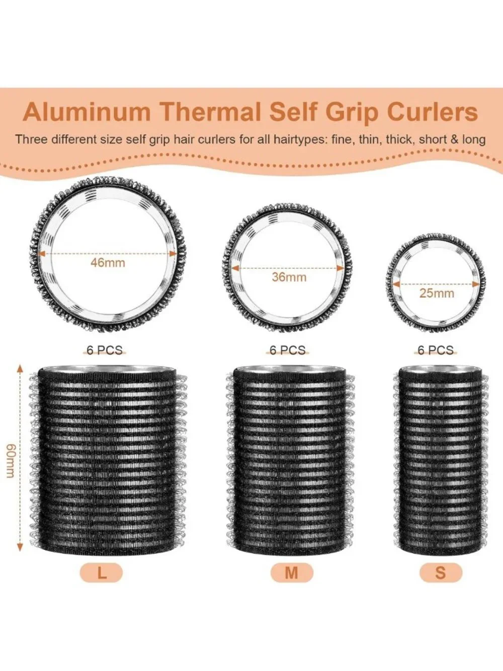 37 Pcs Thermal Hair Rollers Set with Clips & Comb - Self Grip Styling Tools